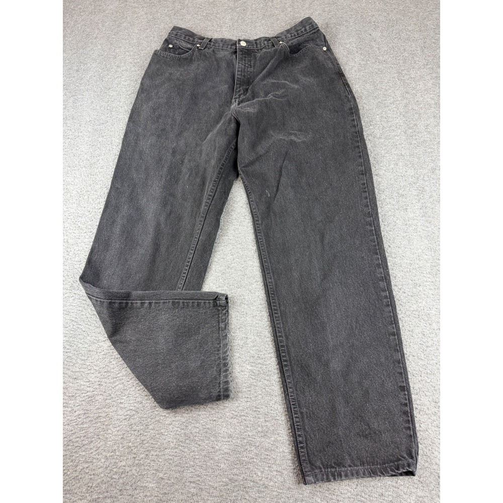 Lands' End Jeans Women's 16 Black High Rise Straight Leg 100% Cotton Denim